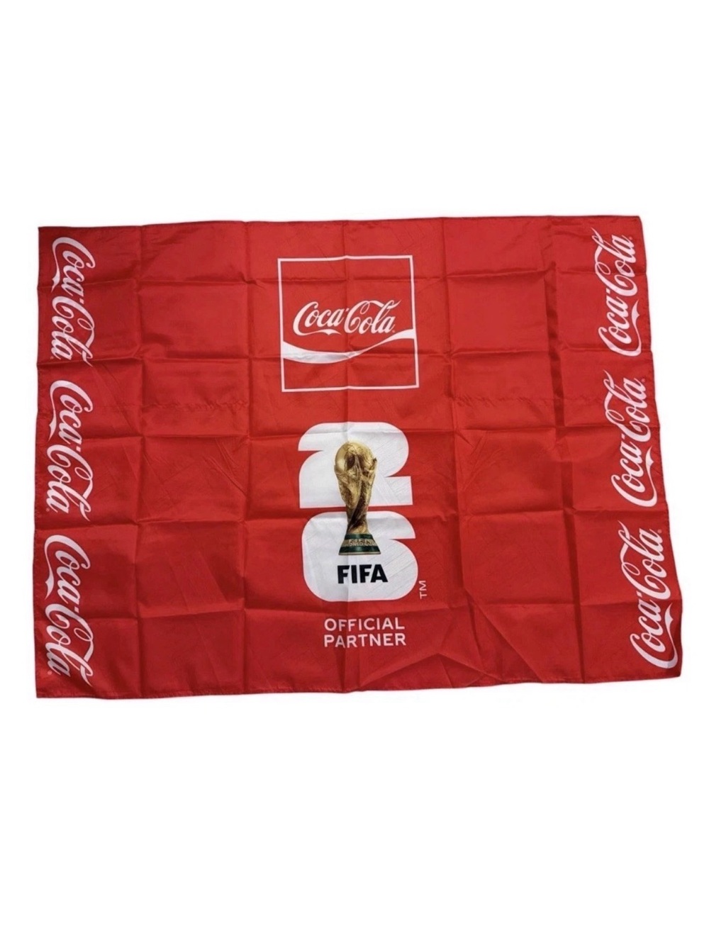 FIFA Fanfest World Cup 2026 Coca Cola Cape/Flag Red w/ Gold FIFA trophy detail